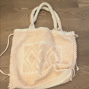lovestitch Cream Bubble-Knit Tote Bag
